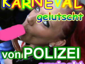 AmyRed Porno Video: 3 Schwänze im Kölner Karneval - Fast von der POLIZEI erwischt